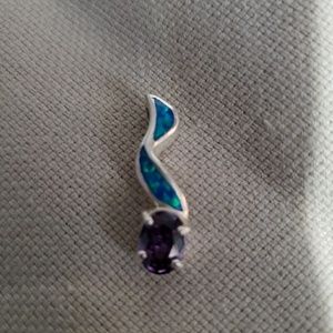 Blue Opal and Amethyst Pendant